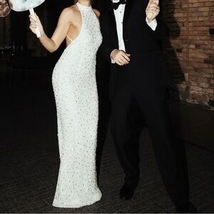 Retrofete Olivia Long Maxi Dress Small Wedding Reception Sequin Sparkly